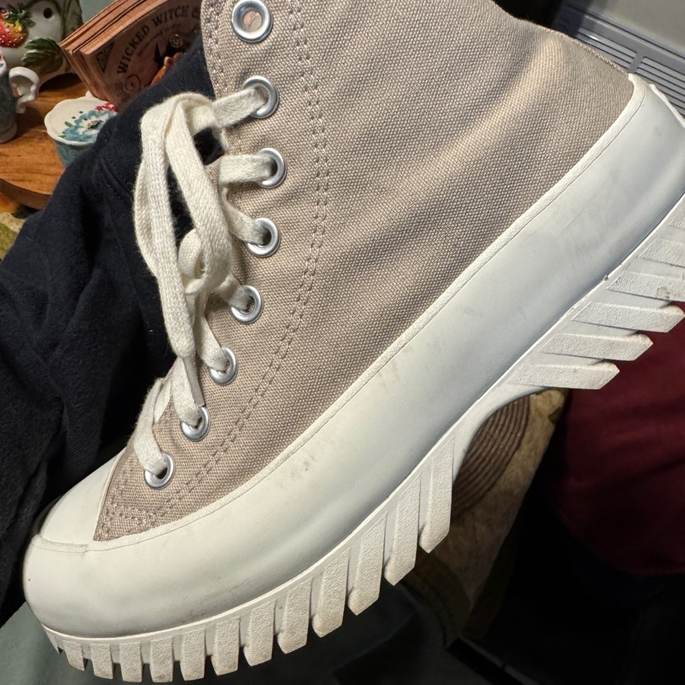Converse Cream High-Top Platform Sneakers